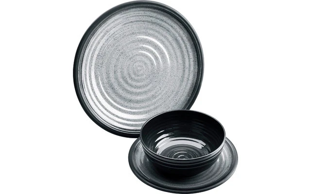 Vajilla De Melamina De Granito Flamefield 12 Piezas Gris 1 Vajilla De Melamina De Granito Flamefield 12 Piezas Gris