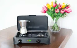 Estufa De Gas CF Parker De 2 Fuegos Sin Fusible De Encendido Antracita -Cámping Tienda De Ventas 397944 2906034