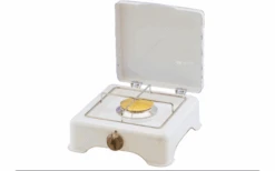 Cocina De Gas GOK 2 Llamas 50 Mbar 3,5 KW Conexión Blanca RST8 Parrilla De Acero Inoxidable Cromada